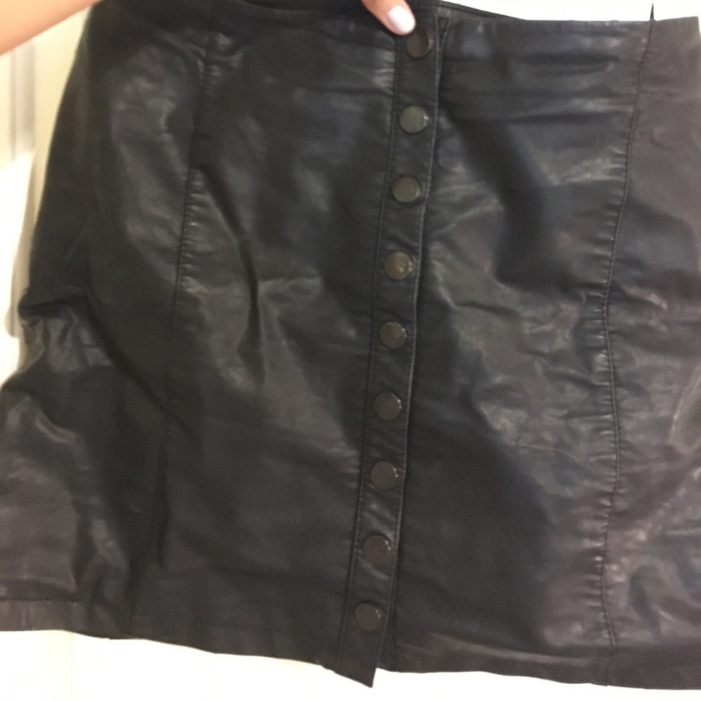 Free People Vegan Snap up leather skirt